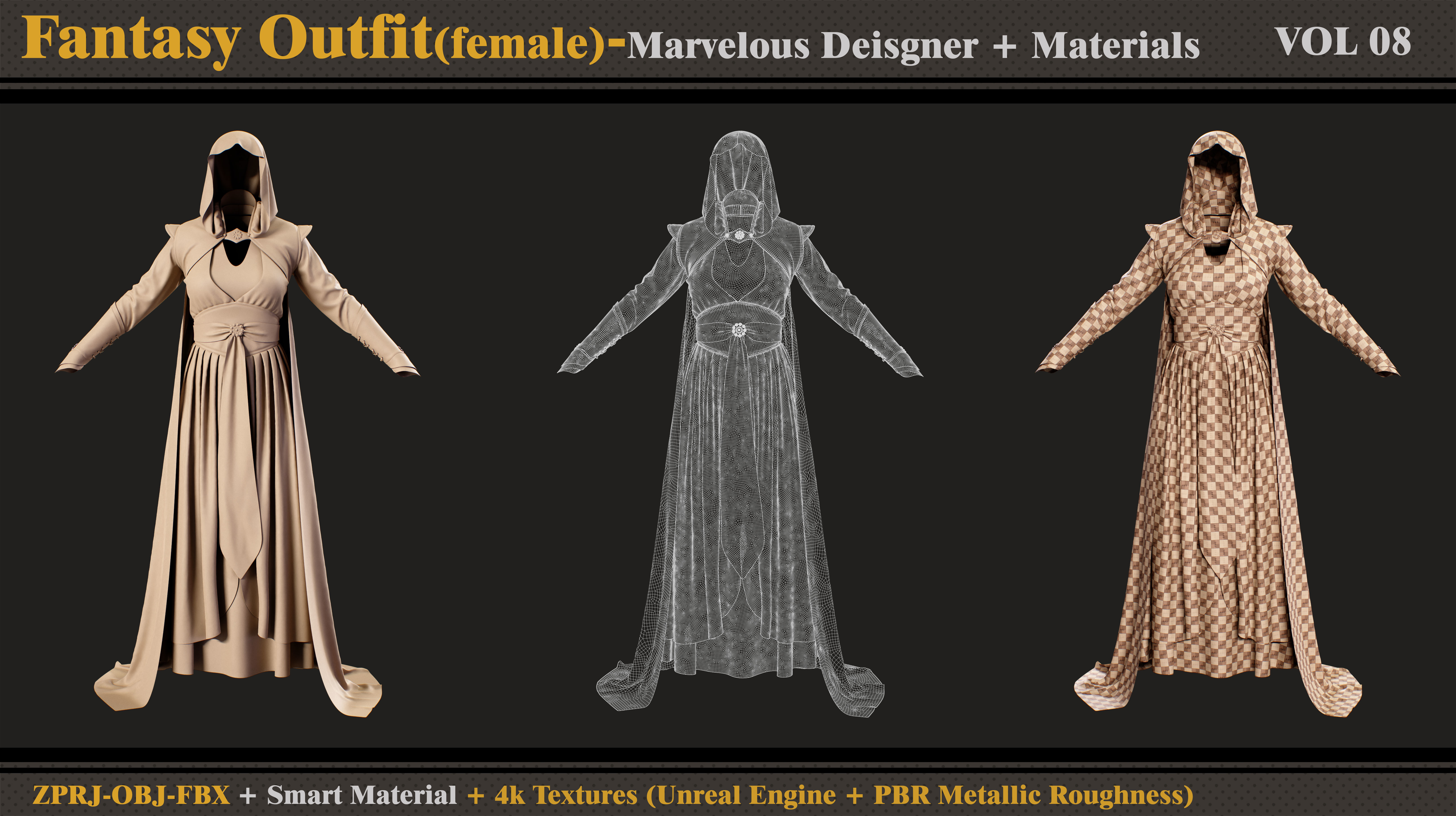 Fantasy Outfit- MD-Clo3d-Smart Material -Textures - OBJ -FBX 3D model_3