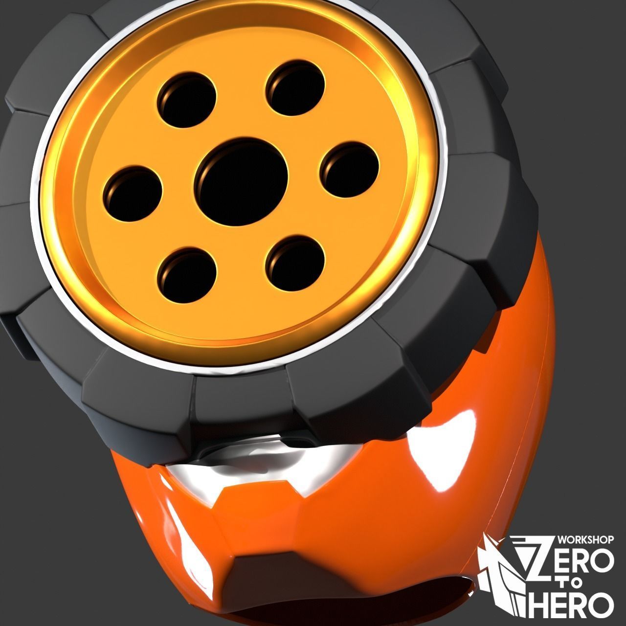 Super sentai Boonboomger Orange Ranger Helmet 3D print model_3