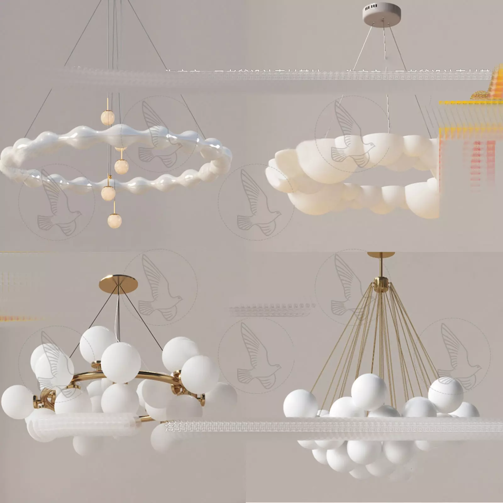 Modern chandelier combination 3D model download 3D model Low-poly 3D model_0