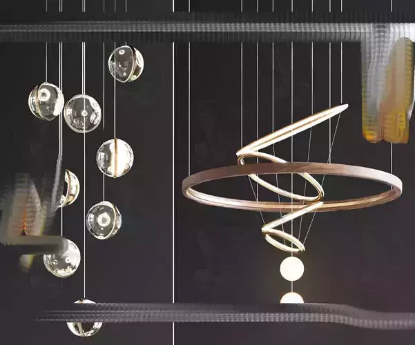 Modern chandelier combination 3D model download