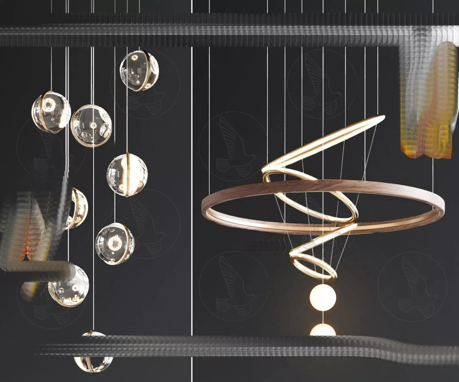 Modern chandelier combination 3D model download Free low-poly 3D model_0