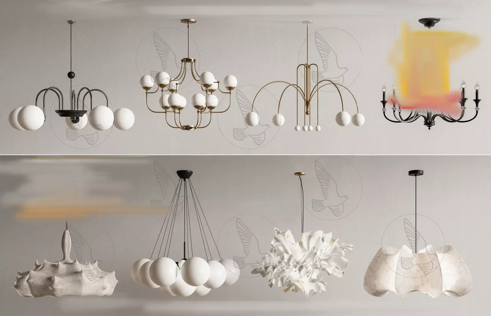 Modern chandelier combination 3D model download Low-poly 3D model