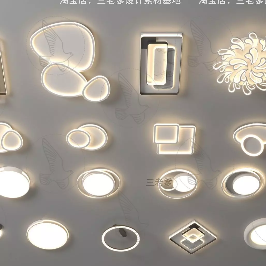 Modern chandelier combination 3D model download Low-poly 3D model_0