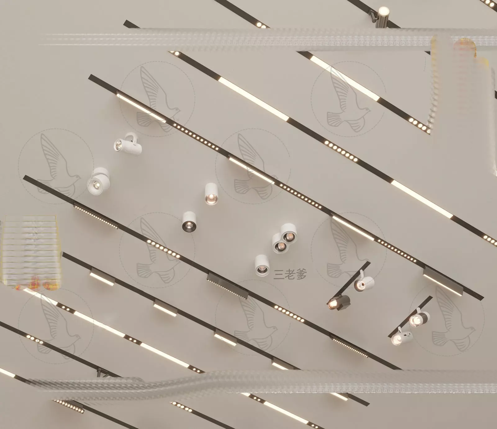 Modern chandelier combination 3D model download Low-poly 3D model_0