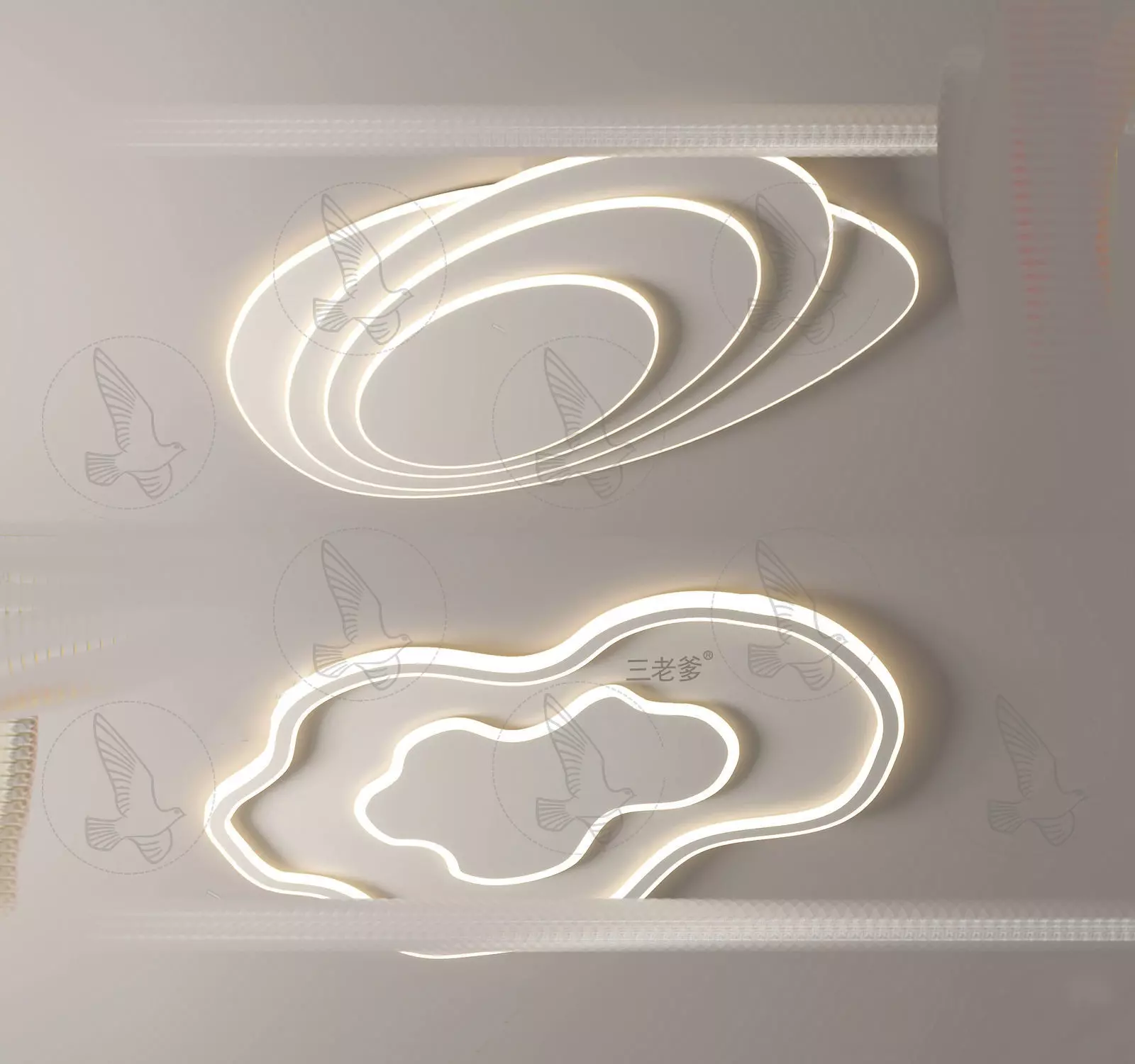 Modern chandelier combination 3D model download Free low-poly 3D model_0