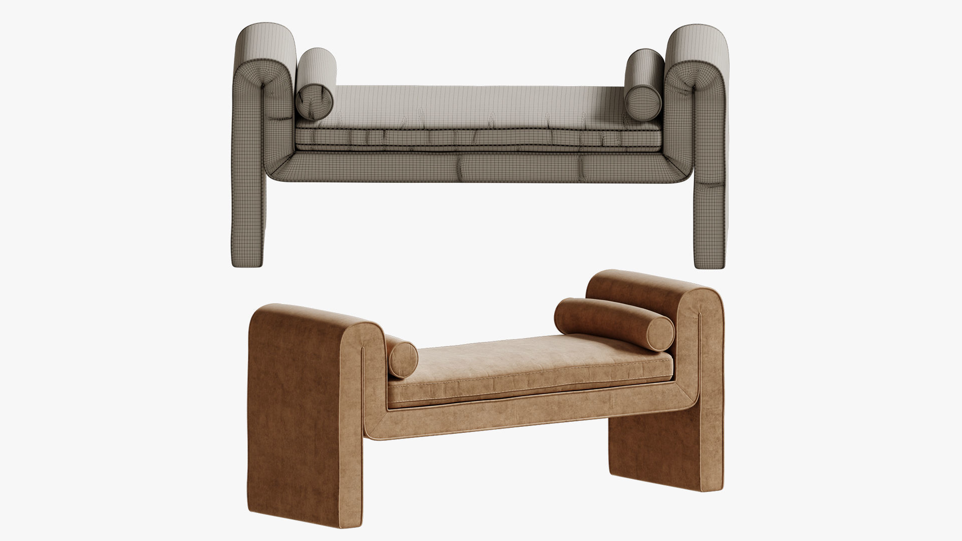 Four Hands Mitchell Upholstered Bench 3D model_4