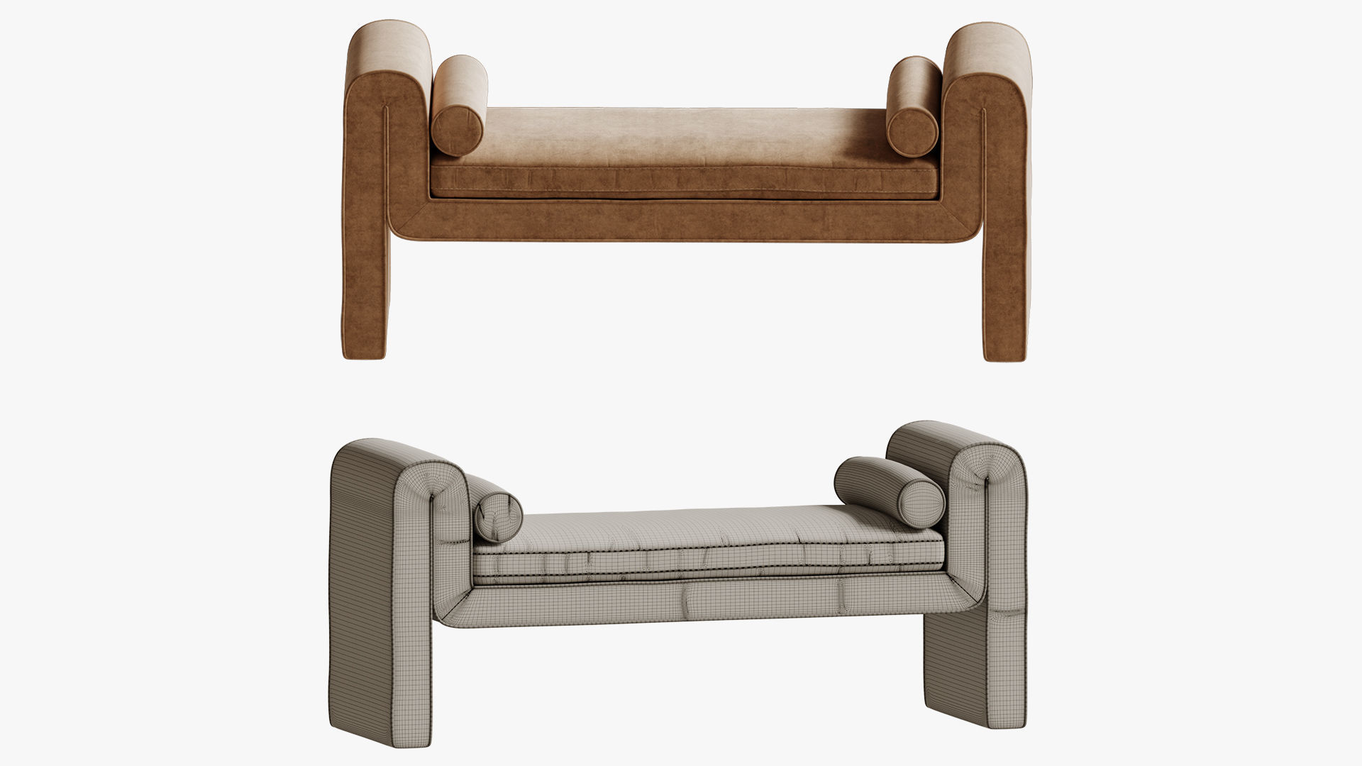 Four Hands Mitchell Upholstered Bench 3D model_3