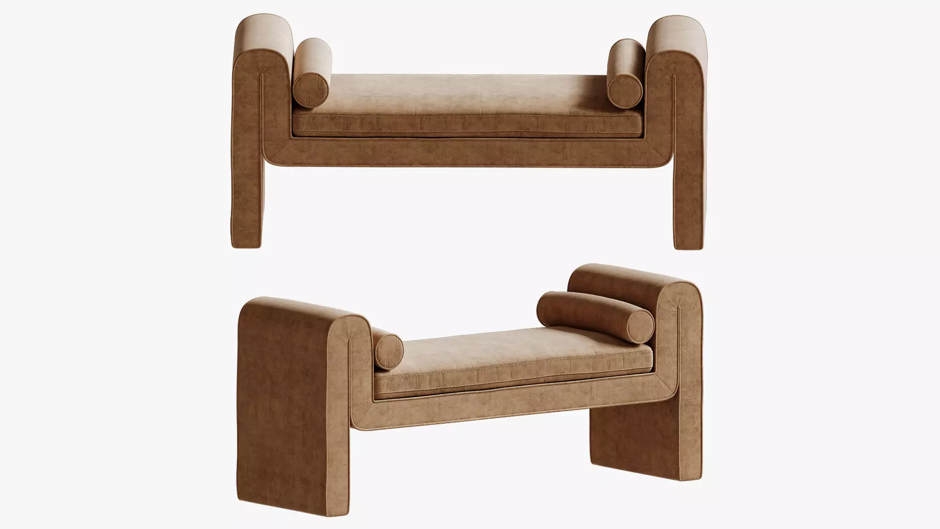 Four Hands Mitchell Upholstered Bench 3D model_0