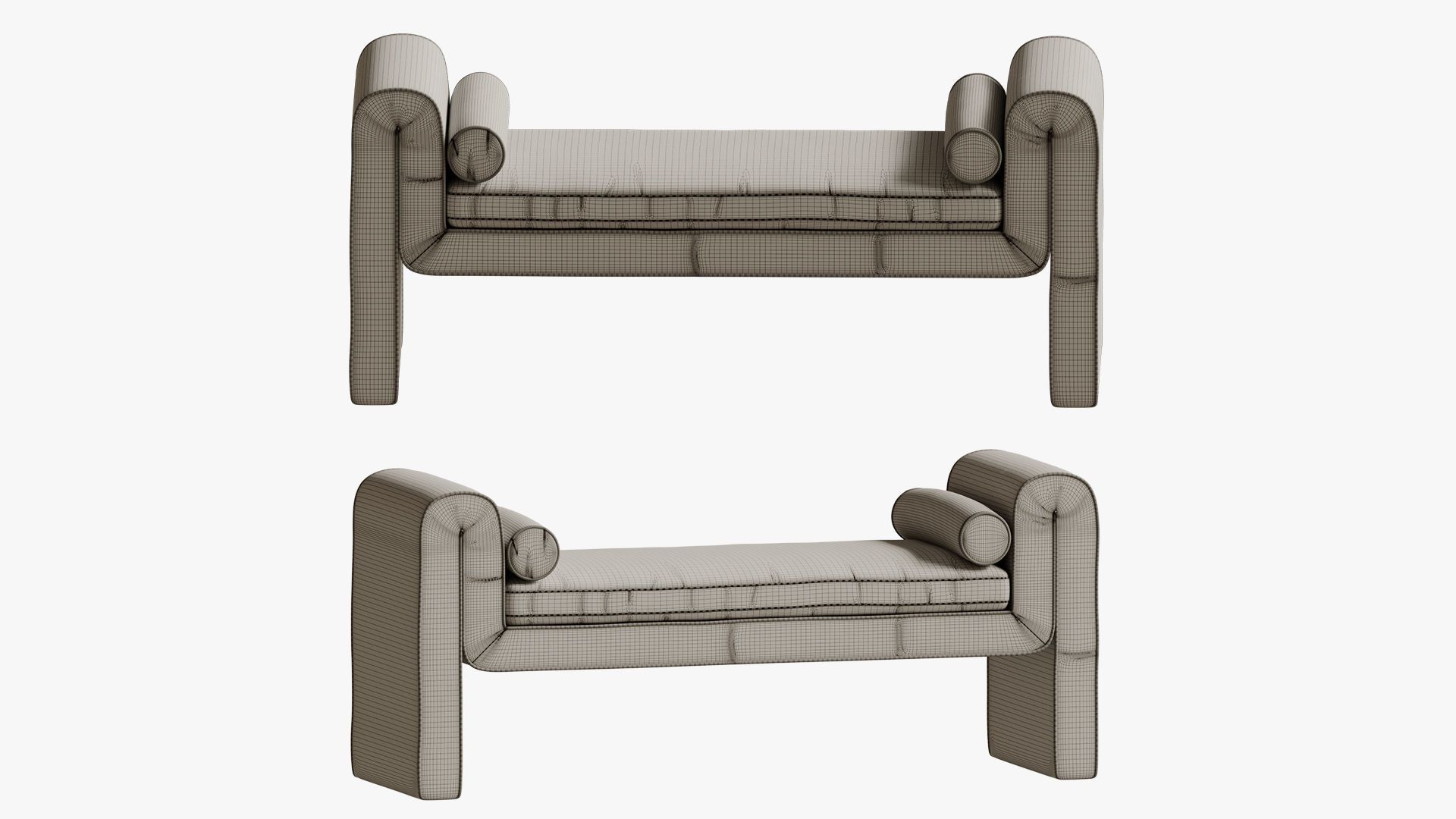 Four Hands Mitchell Upholstered Bench 3D model_5