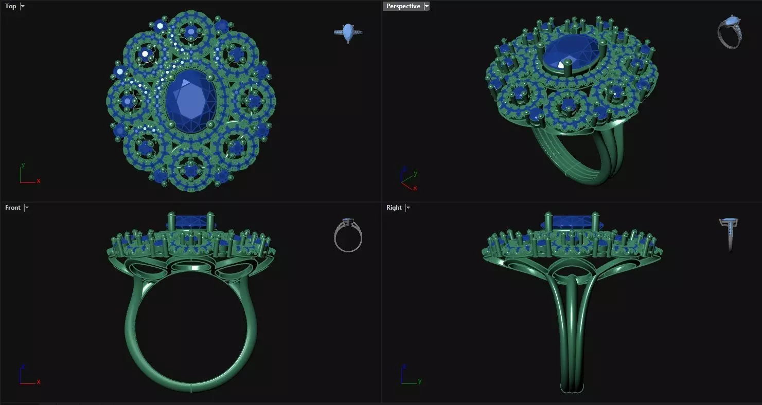 Cluster Engagement Ring  3D print model_0