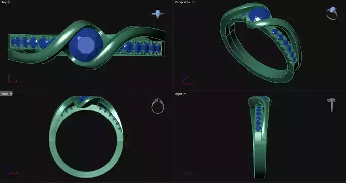 Tension Engagement Ring with sidestones 