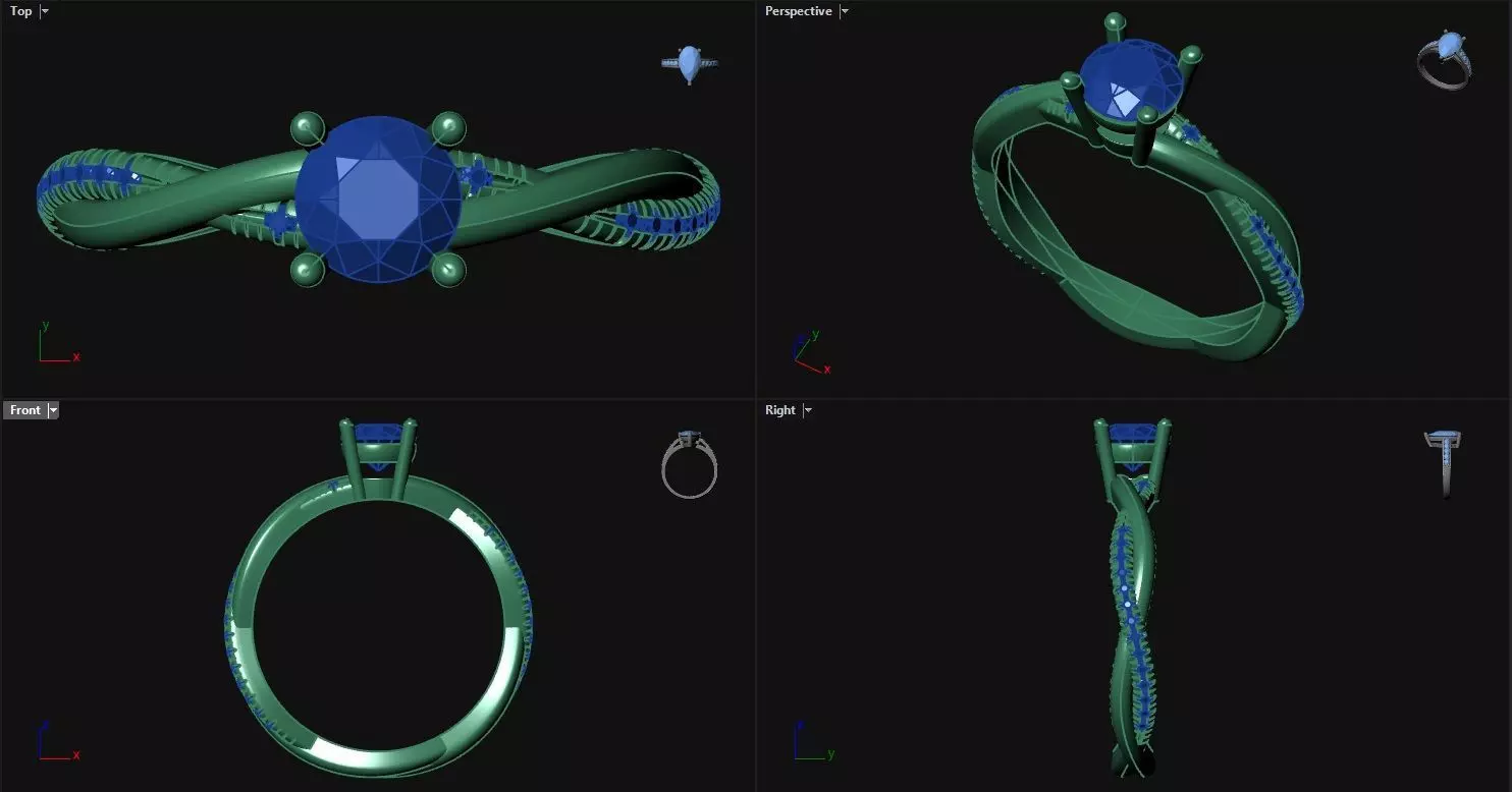 4 Prong Entwined Engagement Ring  3D print model_0