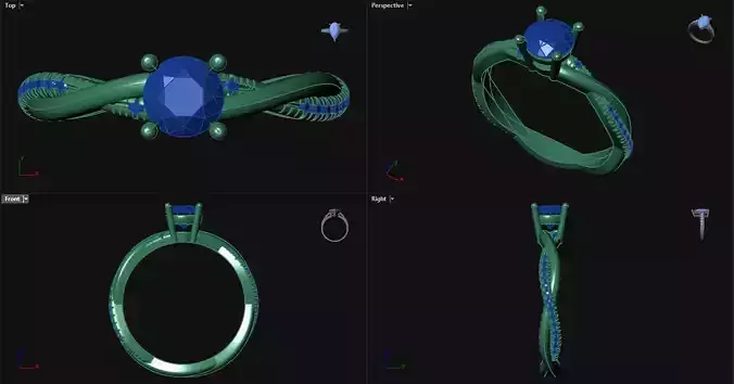 4 Prong Entwined Engagement Ring 