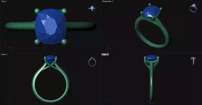 4 Prong Diamond Cushion Engagement Ring 