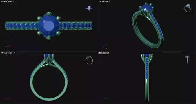 6 Prong Diamond Engagement Ring with sidestones 