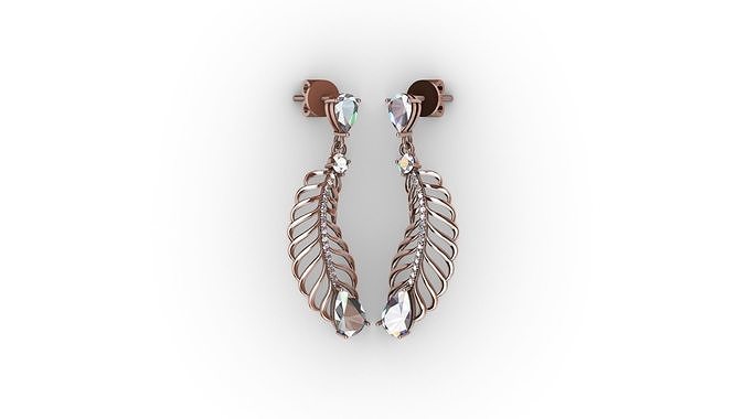 Feather earrings 3D print model