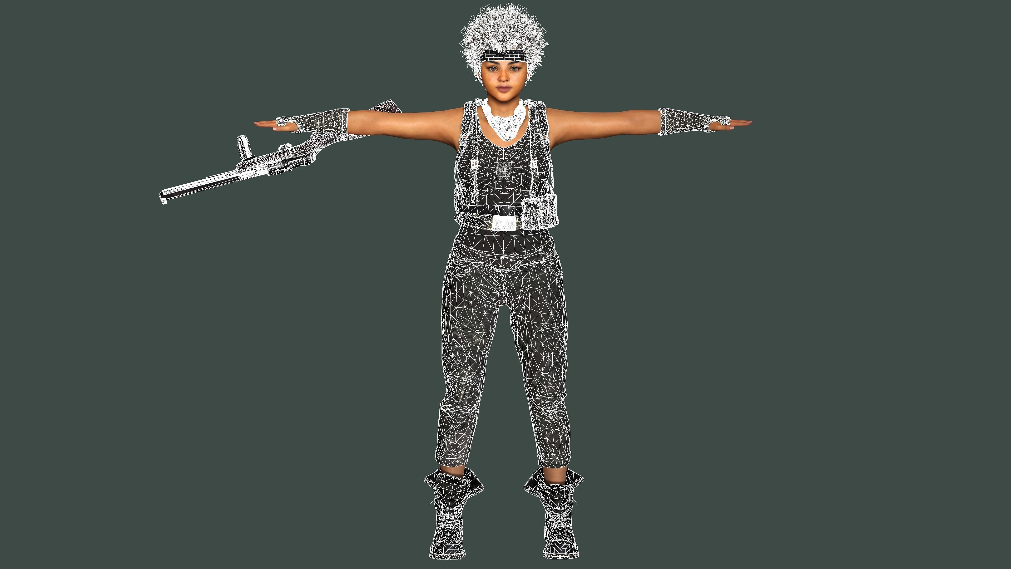 AAA 3D REALISTIC HUMAN CHARACTER -TEENAGE SURVIVOR APOCALYPTIC 2 Low-poly 3D model_14