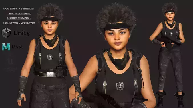 AAA 3D REALISTIC HUMAN CHARACTER -TEENAGE SURVIVOR APOCALYPTIC 2 Low-poly 3D model