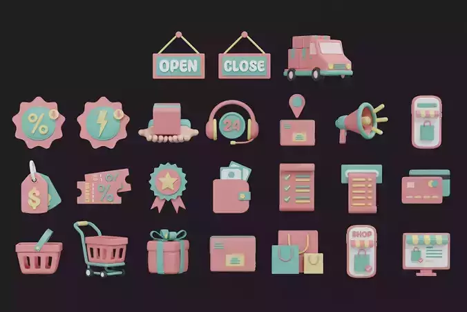 E-Commerce 3D Icon Pack 3D model
