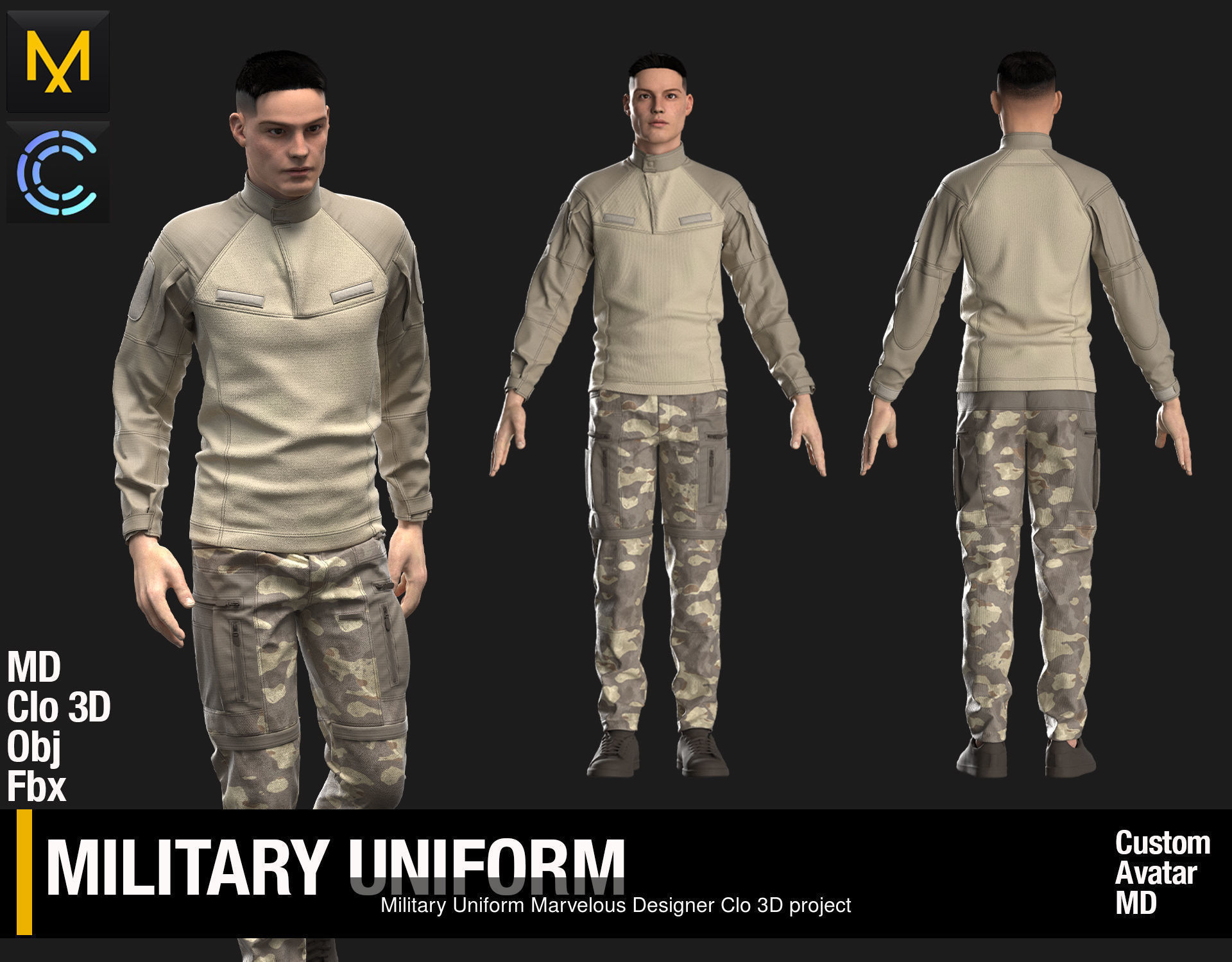 Tactical clothing Marvelous designer Clo 3D projects 3D Model Collection_5