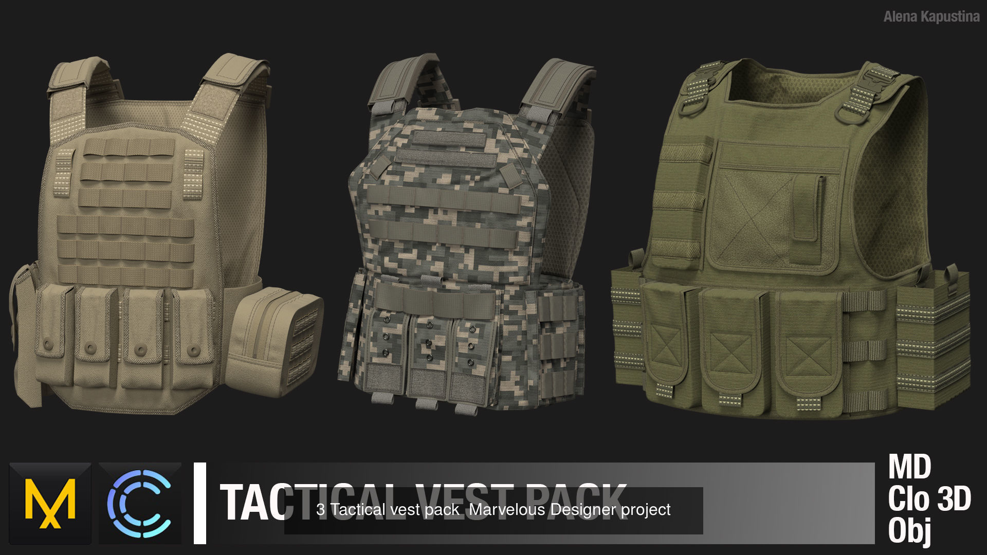 Tactical clothing Marvelous designer Clo 3D projects 3D Model Collection_2