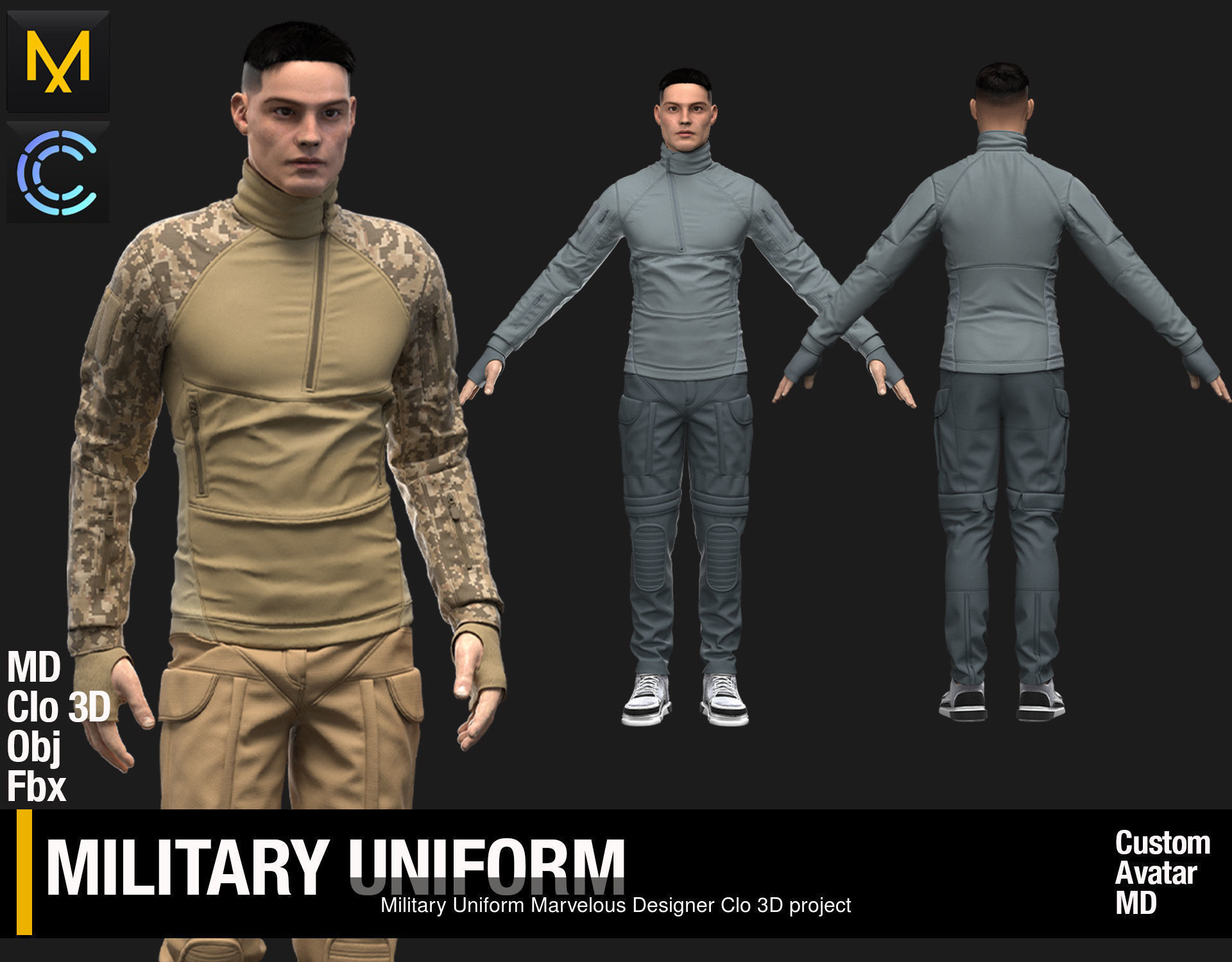 Tactical clothing Marvelous designer Clo 3D projects 3D Model Collection_4