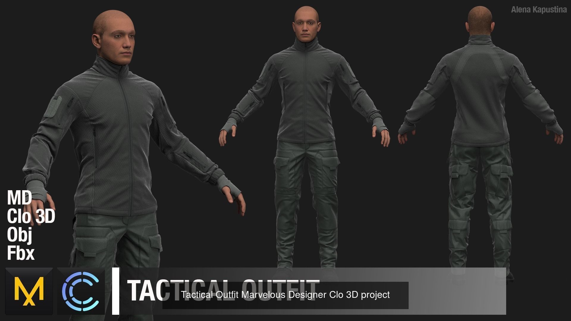 Tactical clothing Marvelous designer Clo 3D projects 3D Model Collection_7