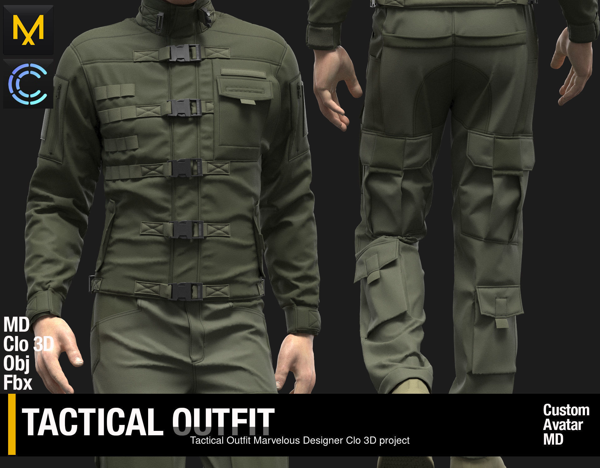 Tactical clothing Marvelous designer Clo 3D projects 3D Model Collection_6