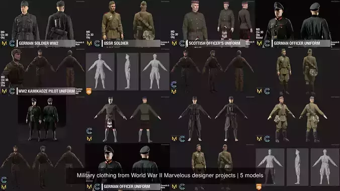 Military clothing from World War II Marvelous designer