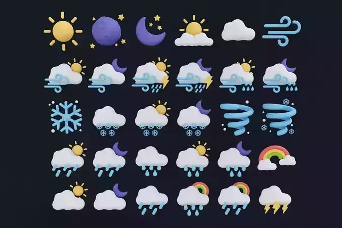 Weather 3D Icon Pack 3D model