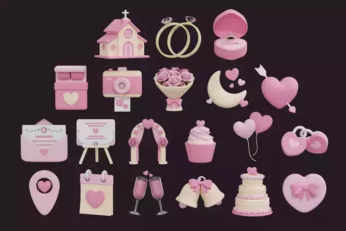 Wedding 3D Icon Pack