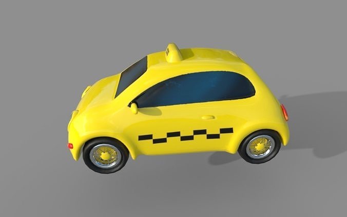 Cartoon Taxi Low-poly 3D model 2