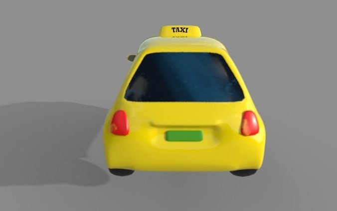 Cartoon Taxi Low-poly 3D model 5