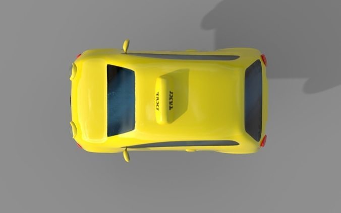 Cartoon Taxi Low-poly 3D model 4