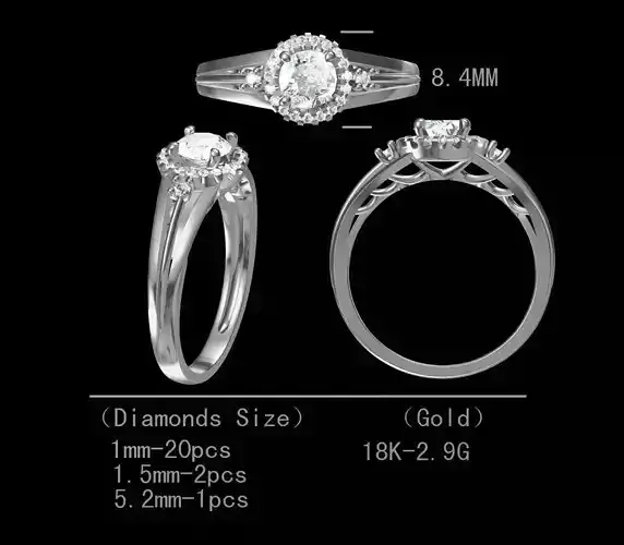 Fancy design diamond engagement ring for women 3D model