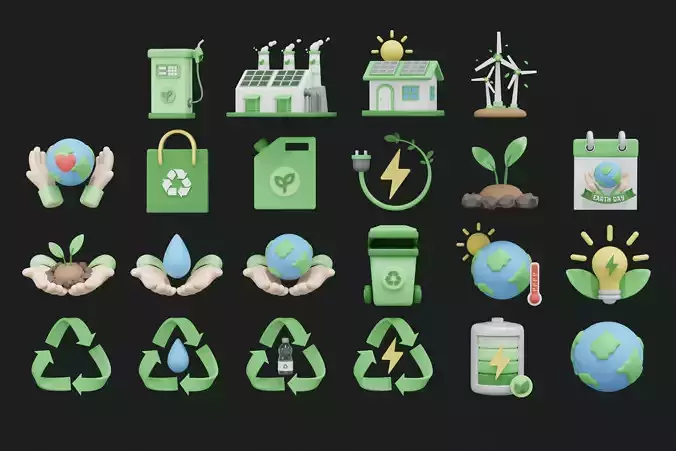 Ecology 3D Icon Pack 3D model
