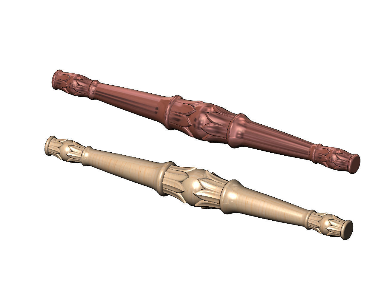 Carved lotus bead ornament capital column relief 3D print model_7