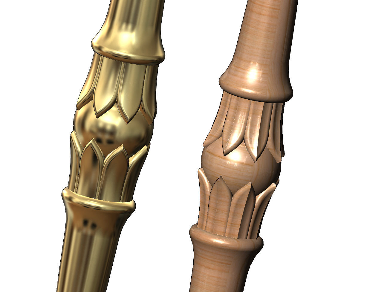 Carved lotus bead ornament capital column relief 3D print model_2