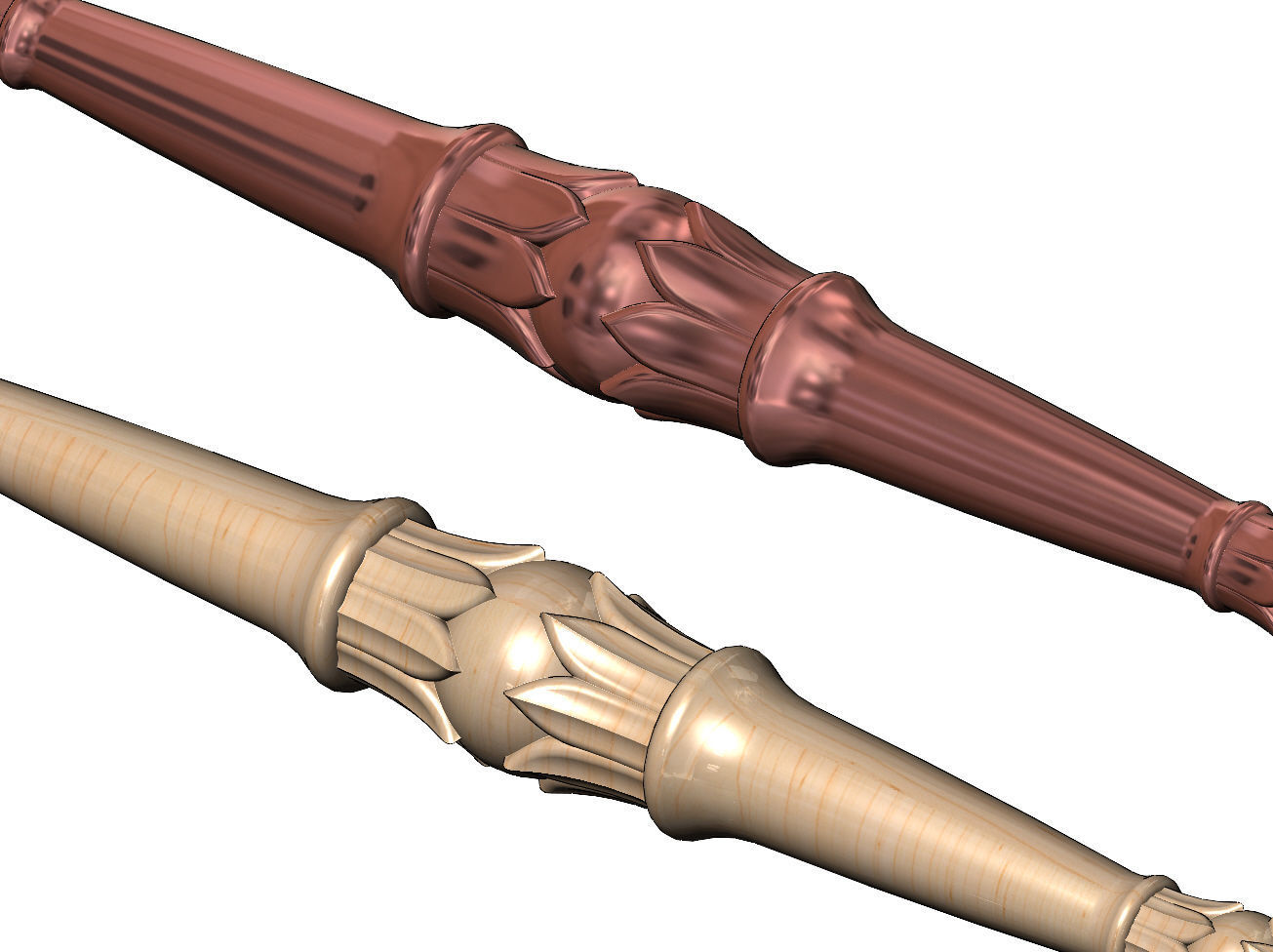 Carved lotus bead ornament capital column relief 3D print model_9