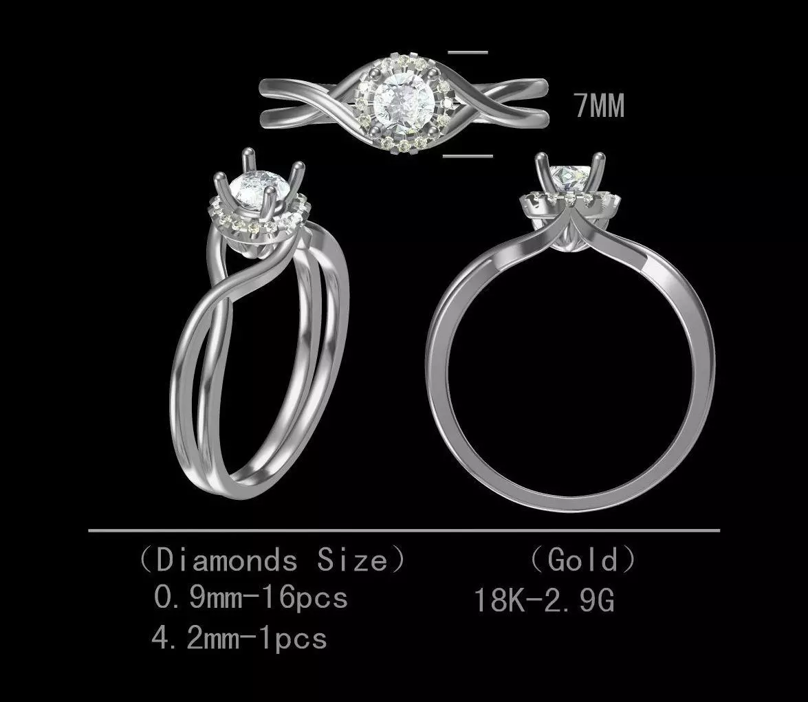 Diamond engagement ring for women 3D model Free 3D print model