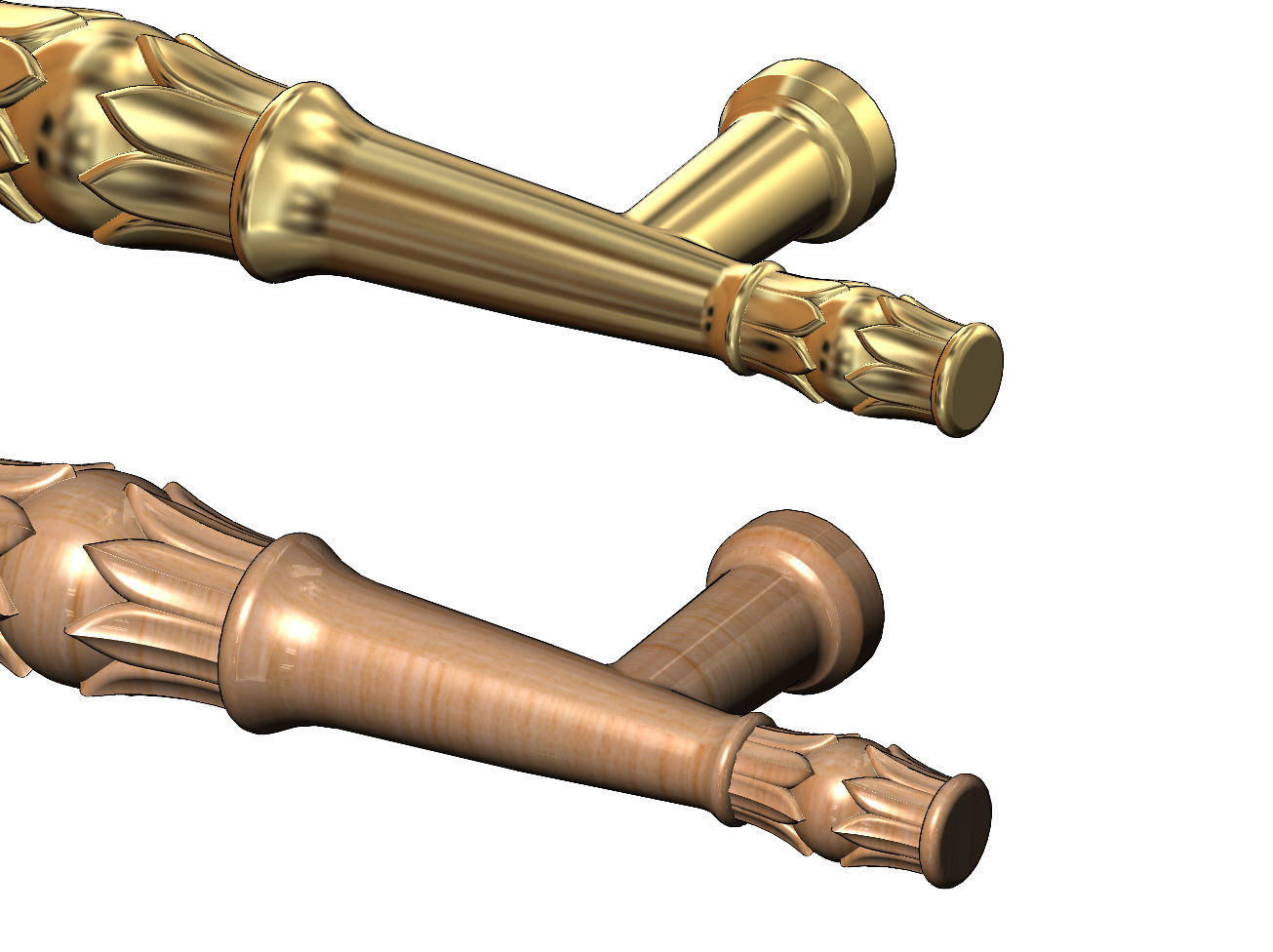 Round lotus bead door gate push pull handle 3D print model_4