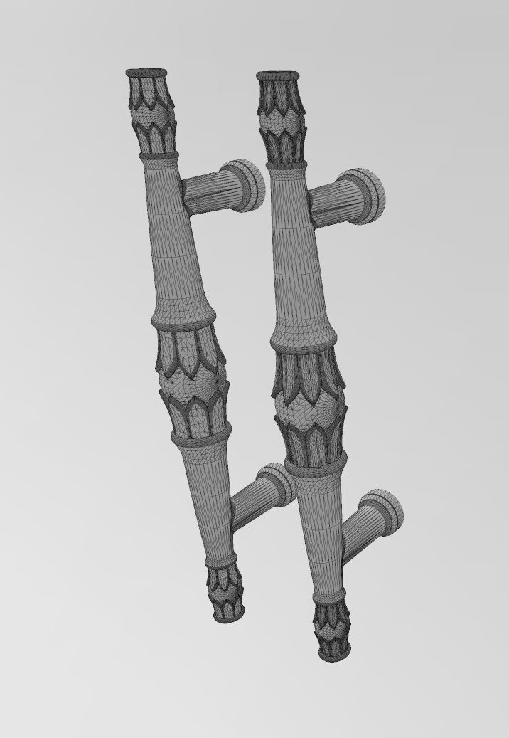 Round lotus bead door gate push pull handle 3D print model_11