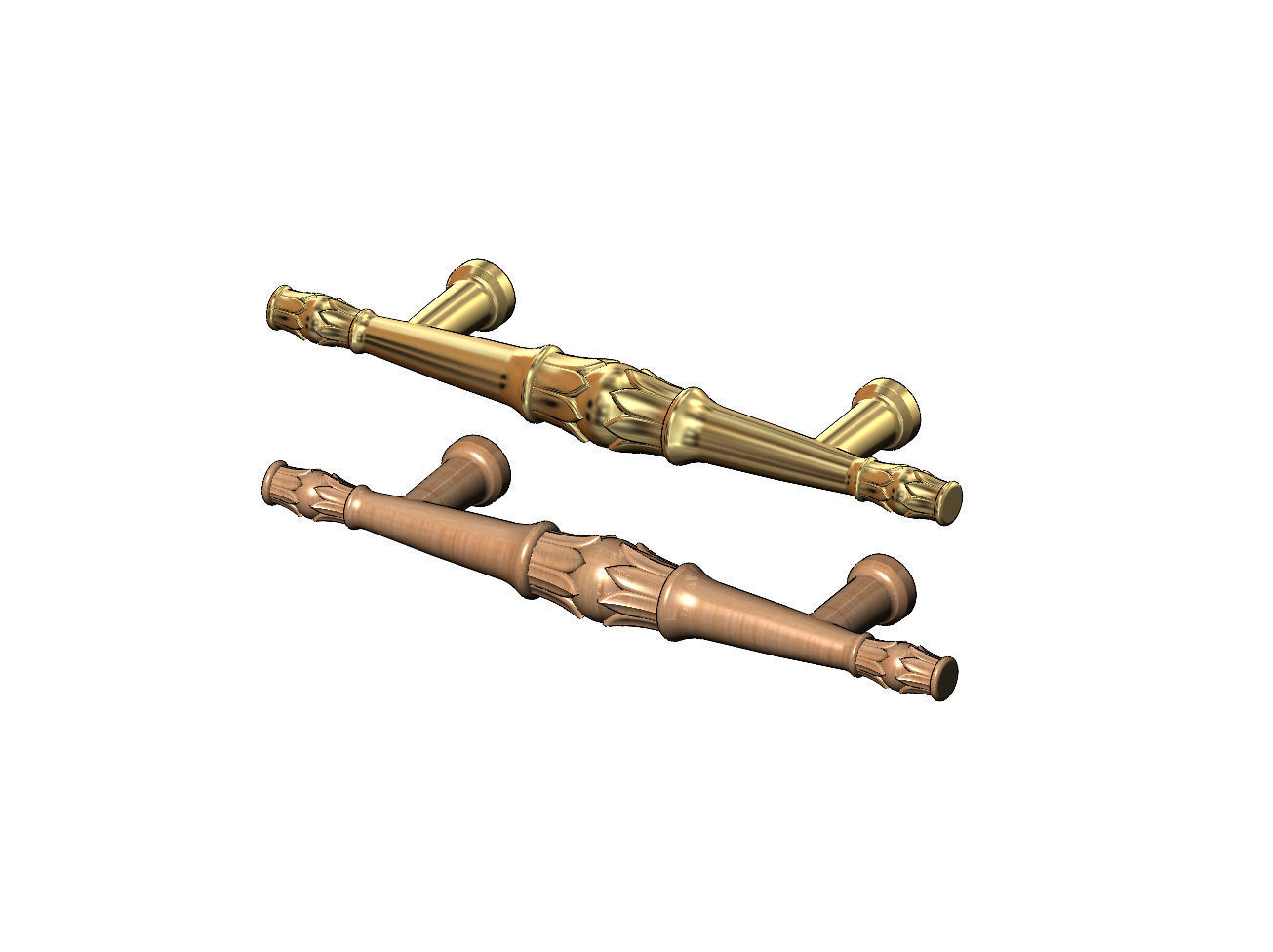 Round lotus bead door gate push pull handle 3D print model_2