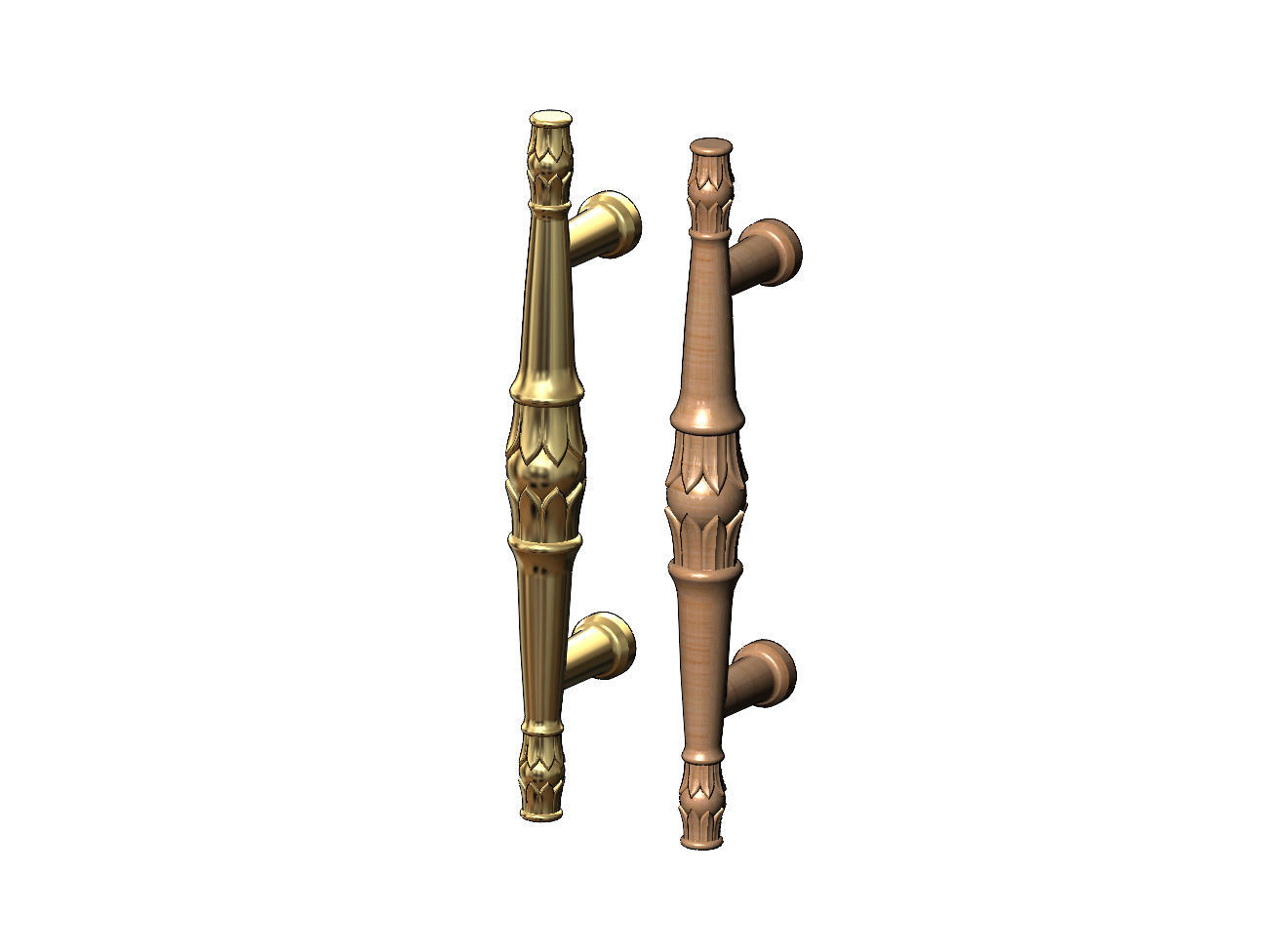 Round lotus bead door gate push pull handle 3D print model_15