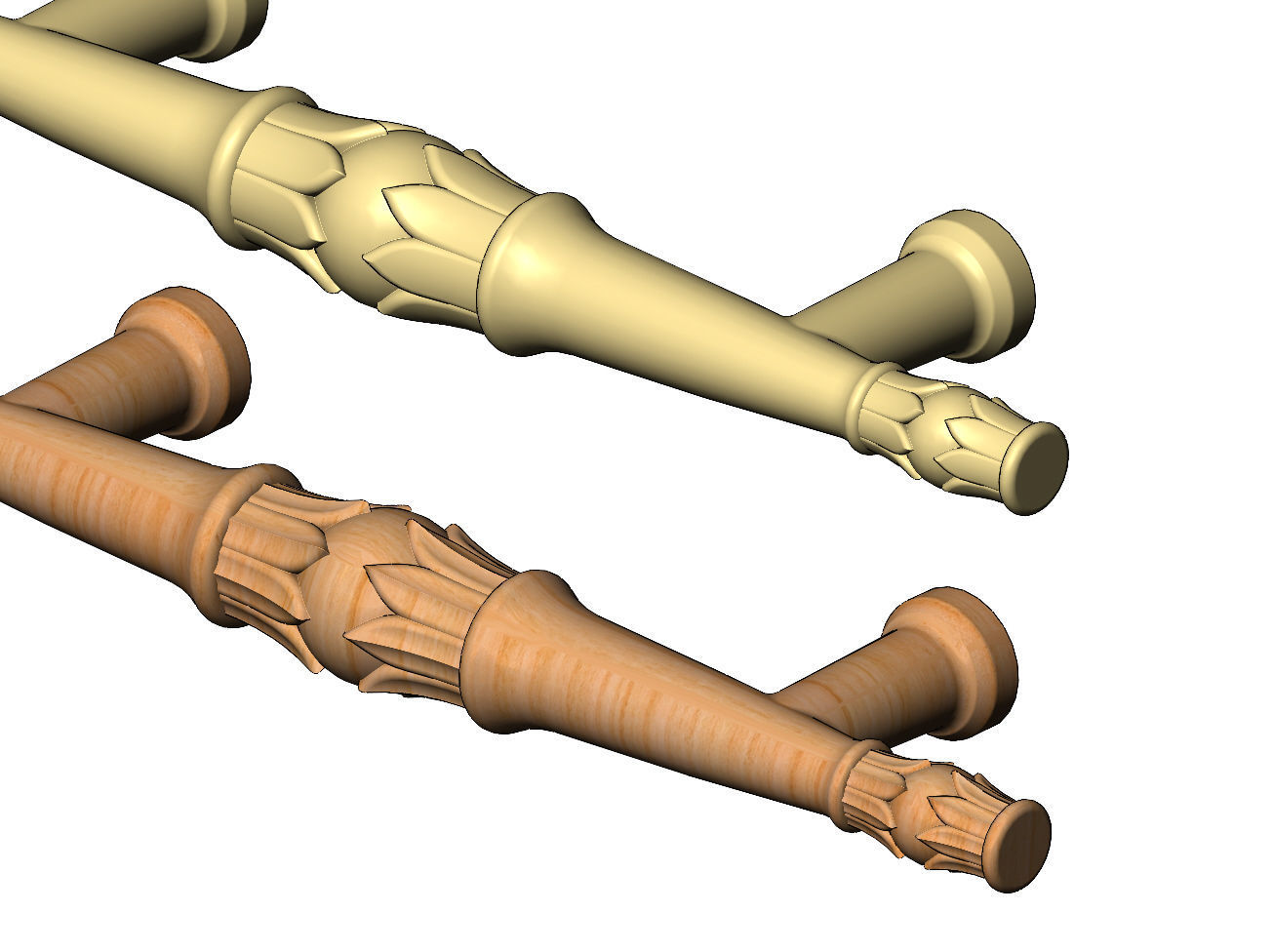 Round lotus bead door gate push pull handle 3D print model_7