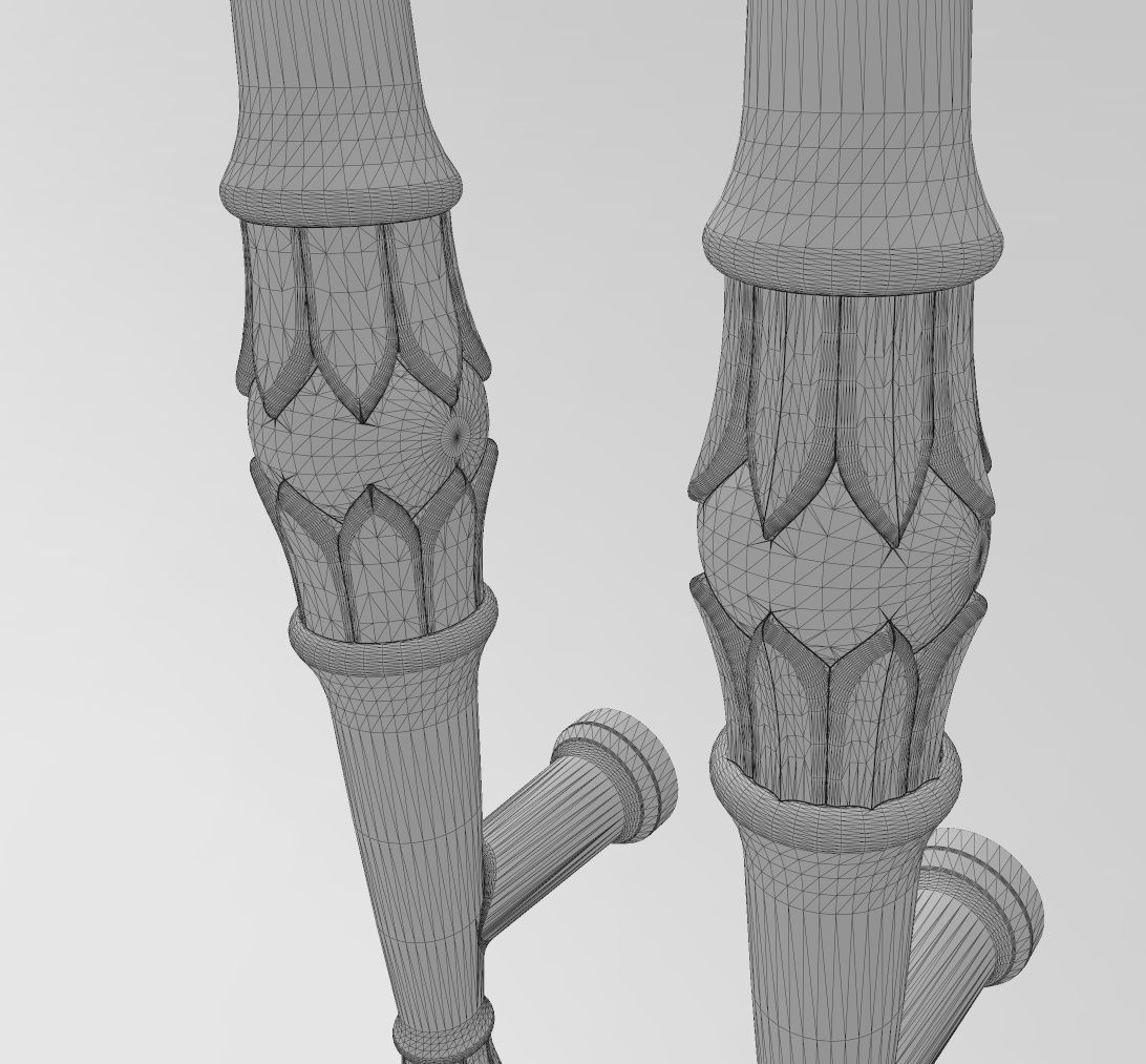 Round lotus bead door gate push pull handle 3D print model_14