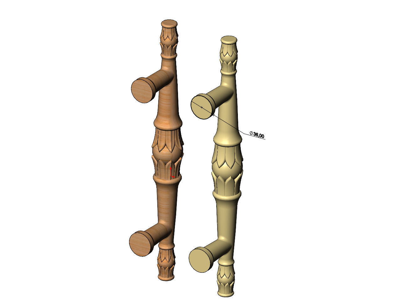 Round lotus bead door gate push pull handle 3D print model_10