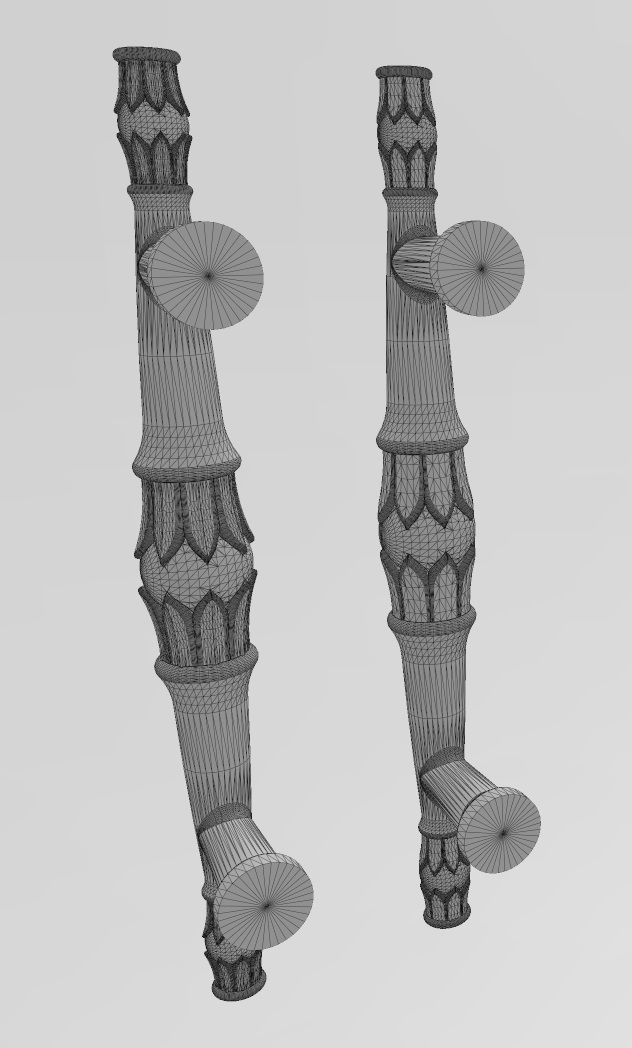 Round lotus bead door gate push pull handle 3D print model_12