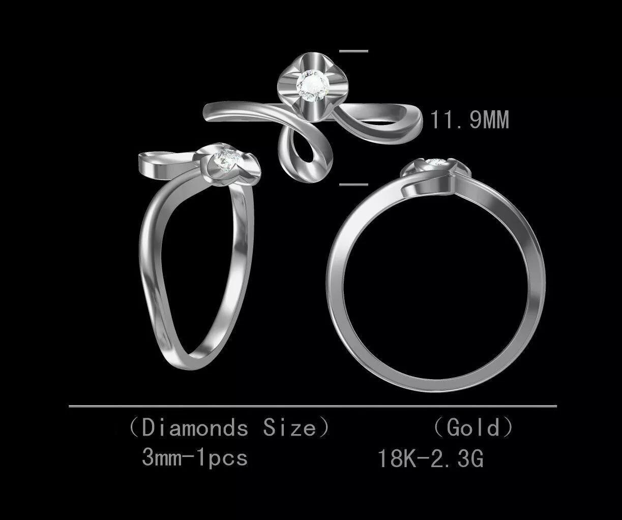 Fancy design single diamond engagement ring for women 3D model Free 3D print model
