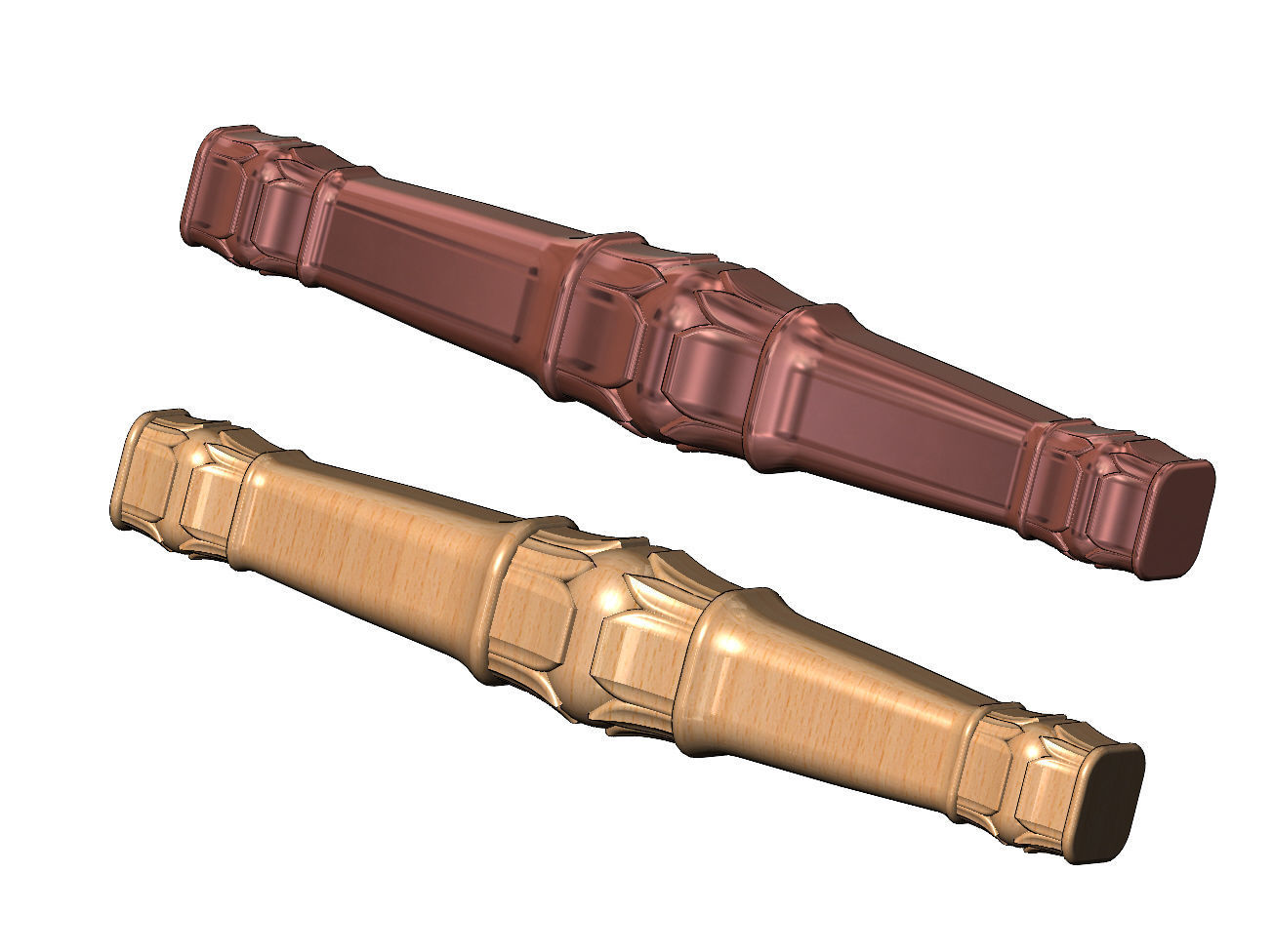 Lotus flower bead square capital column relief 3D print model_8